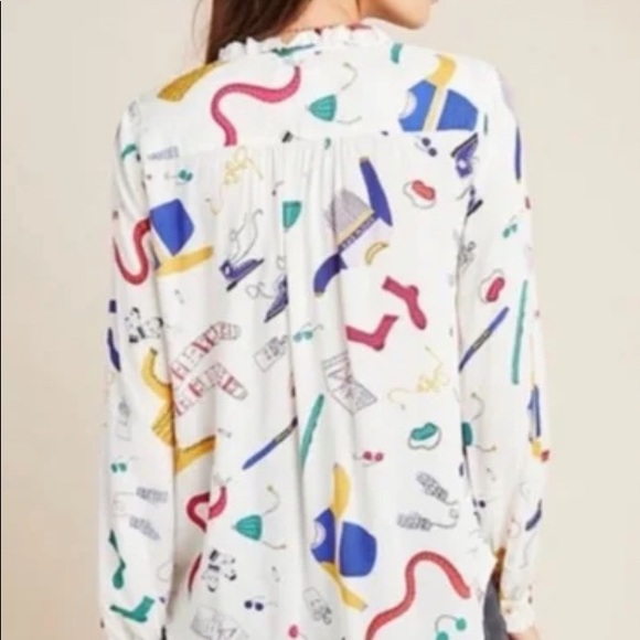 Maeve Anthro Marisol ruffled winter ski print size 10 - Picture 3 of 13